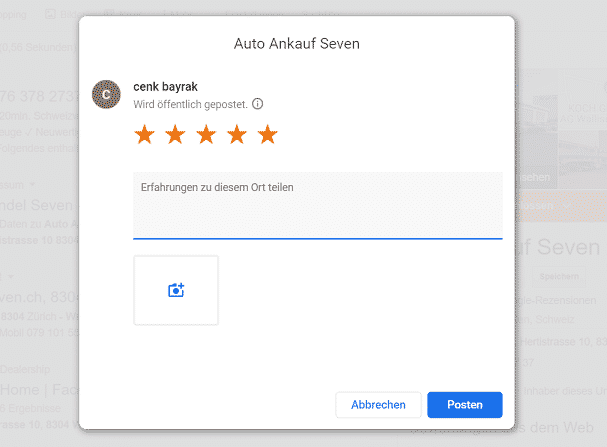 Google bewertungen Schreiben Auto-Ankauf-Seven.ch Online 2