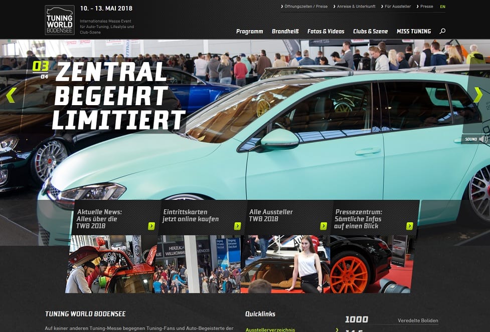 Coole Website von der Tuning World Bodensee - einfach rumstöbern. Viele Infos und mehr über die Website Tuning World Bodensee viel spass